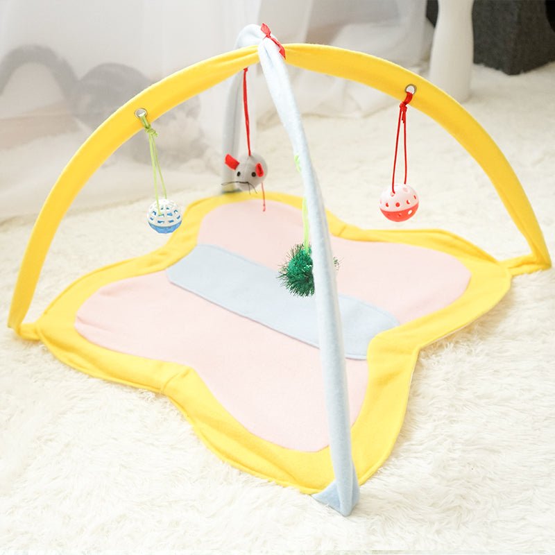 KFX-1998909 Funny Fleece Cat Stick Toy - Casual Yellow and Black Design for Playful Kitties