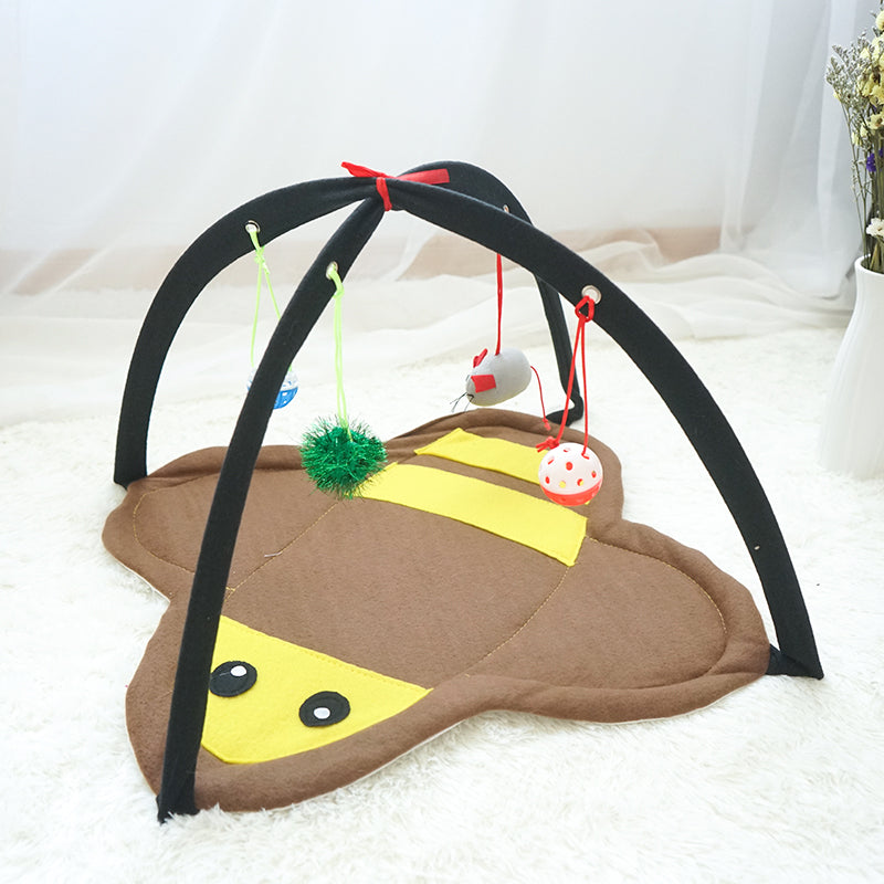 KFX-1998909 Funny Fleece Cat Stick Toy - Casual Yellow and Black Design for Playful Kitties