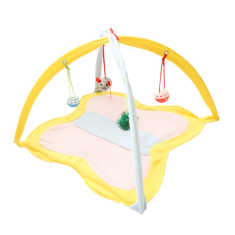 KFX-1998909 Funny Fleece Cat Stick Toy - Casual Yellow and Black Design for Playful Kitties