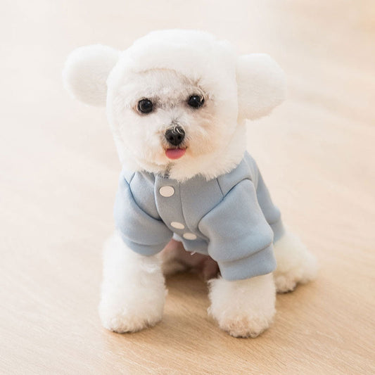 KFX-1999165 Hooded Sweater for Small Dogs with Cute Bear and Duck Design, Soft Milk Silk and Rabbit Hair