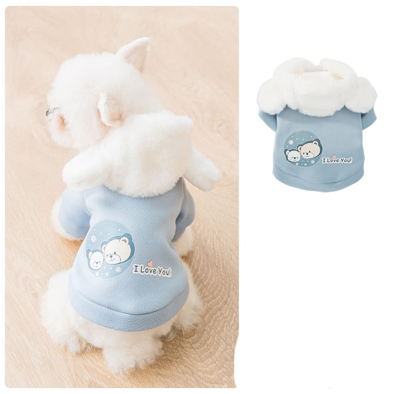 KFX-1999165 Hooded Sweater for Small Dogs with Cute Bear and Duck Design, Soft Milk Silk and Rabbit Hair
