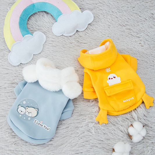 KFX-1999165 Hooded Sweater for Small Dogs with Cute Bear and Duck Design, Soft Milk Silk and Rabbit Hair