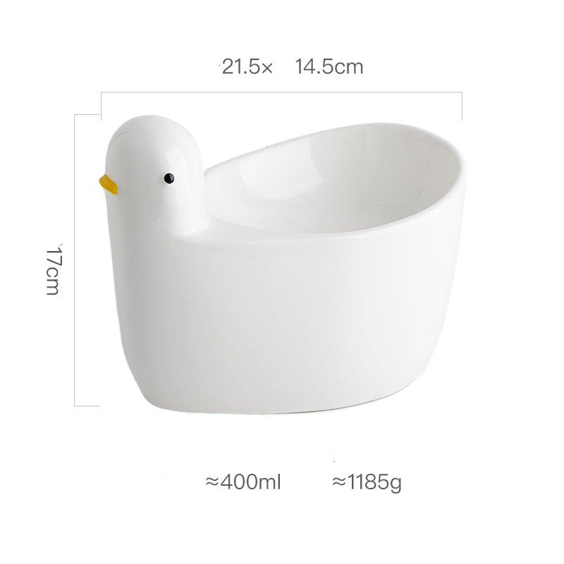 KFX-2000061 Ceramic Cat Bowl with High Feet and Neck Guard in White – Fashionable and Simple Design