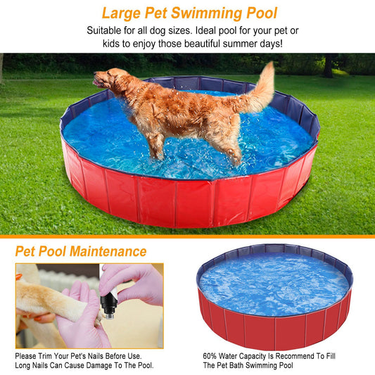 KFX-2001725 Foldable Pet Swimming Pool 160 x 160 x 30 cm Portable PVC Bathing Tub for Dogs and Cats