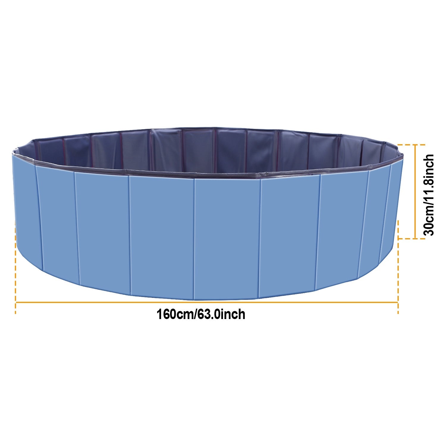 KFX-2001725 Foldable Pet Swimming Pool 160 x 160 x 30 cm Portable PVC Bathing Tub for Dogs and Cats