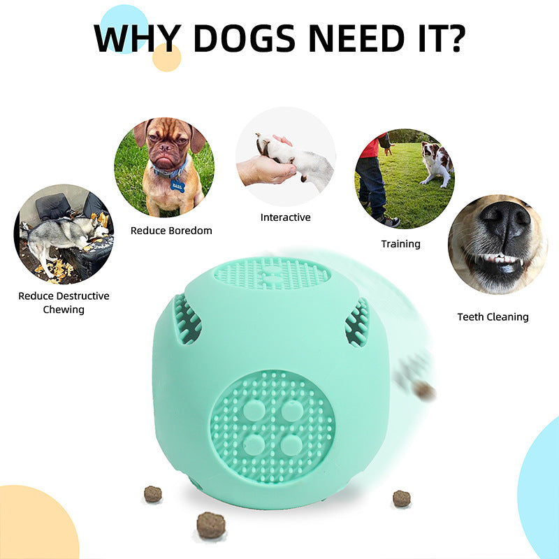 KFX-2002493 Dog Food Leakage Silicone Toys in Yellow, Sky Blue, and Green - Durable Pet Playtime Essentials