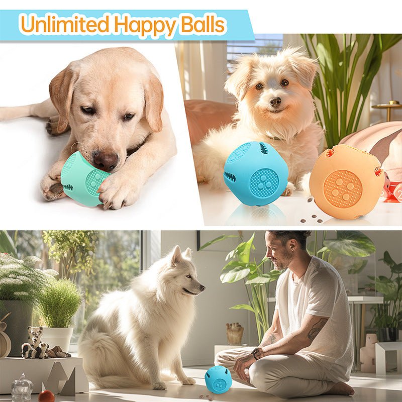 KFX-2002493 Dog Food Leakage Silicone Toys in Yellow, Sky Blue, and Green - Durable Pet Playtime Essentials