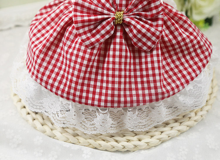 KFX-2004413 Cotton Plaid Skirt for Dogs - Available in Red, Powder, and Blue, Sizes XS to XXL