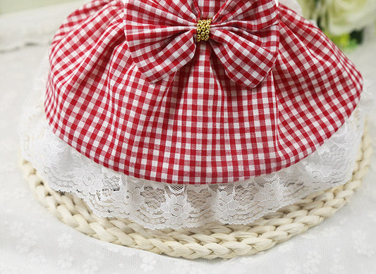 KFX-2004413 Cotton Plaid Skirt for Dogs - Available in Red, Powder, and Blue, Sizes XS to XXL