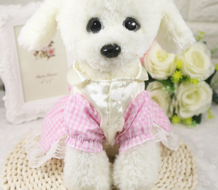 KFX-2004413 Cotton Plaid Skirt for Dogs - Available in Red, Powder, and Blue, Sizes XS to XXL