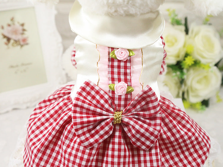 KFX-2004413 Cotton Plaid Skirt for Dogs - Available in Red, Powder, and Blue, Sizes XS to XXL
