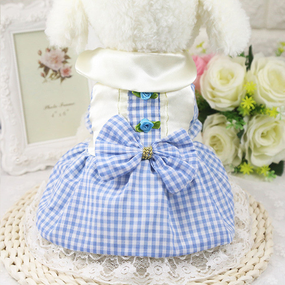 KFX-2004413 Cotton Plaid Skirt for Dogs - Available in Red, Powder, and Blue, Sizes XS to XXL
