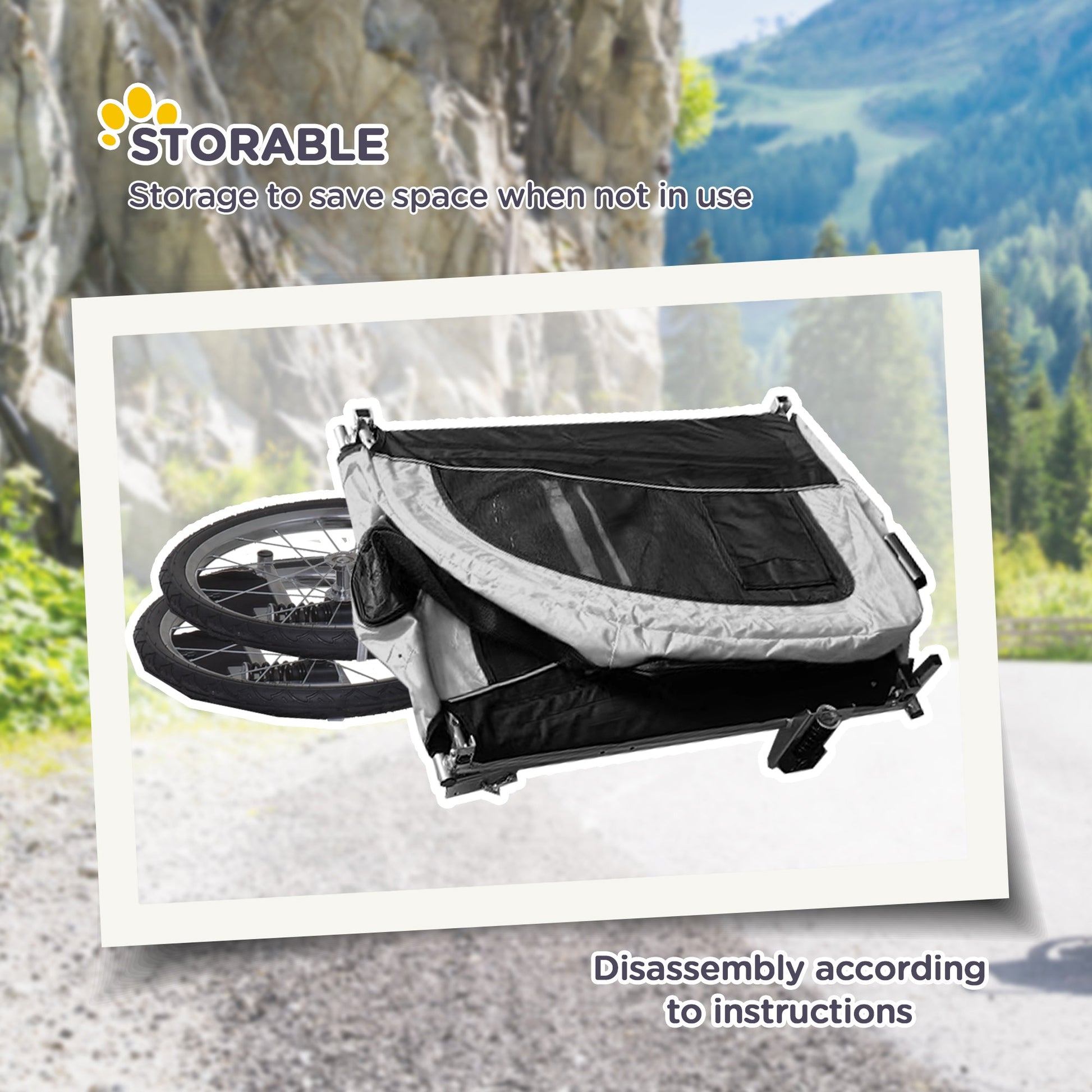 KFX-2005309 2-in-1 Pet Bike Trailer and Stroller with Canopy, Storage Pockets, Steel Frame
