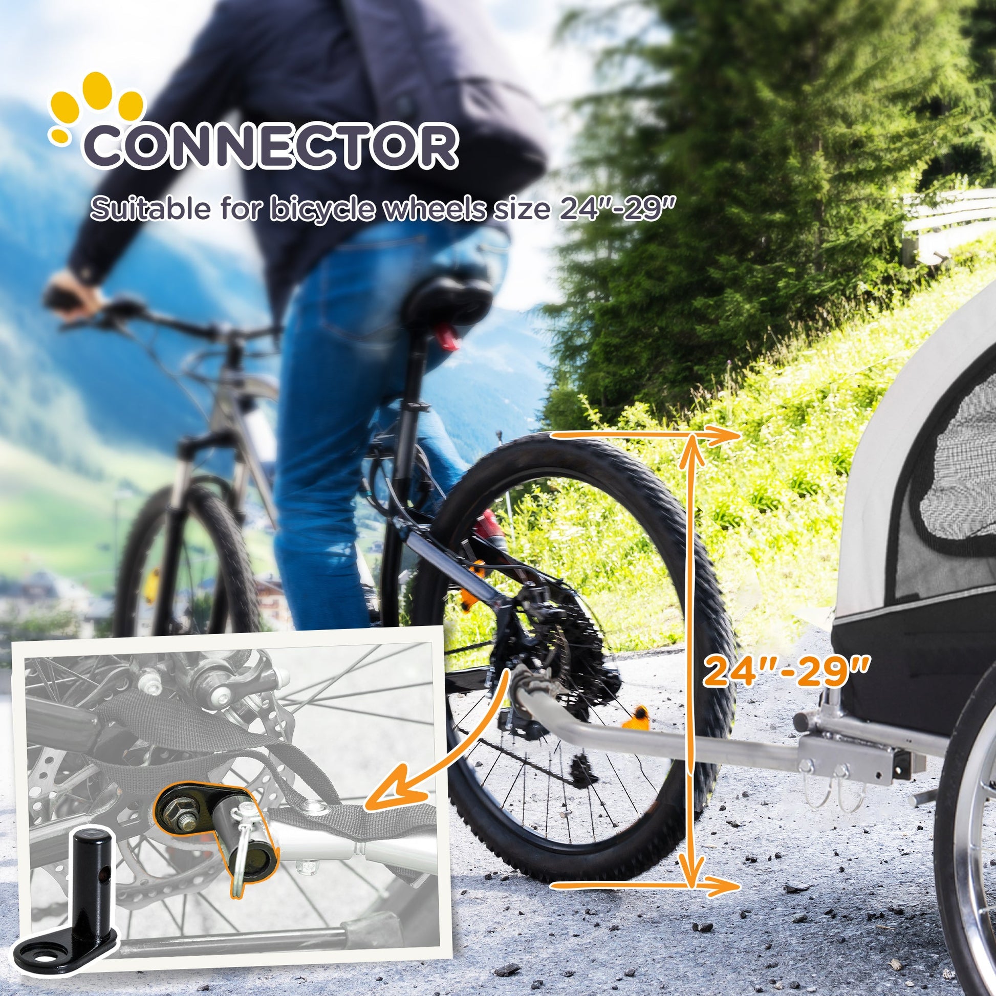 KFX-2005309 2-in-1 Pet Bike Trailer and Stroller with Canopy, Storage Pockets, Steel Frame