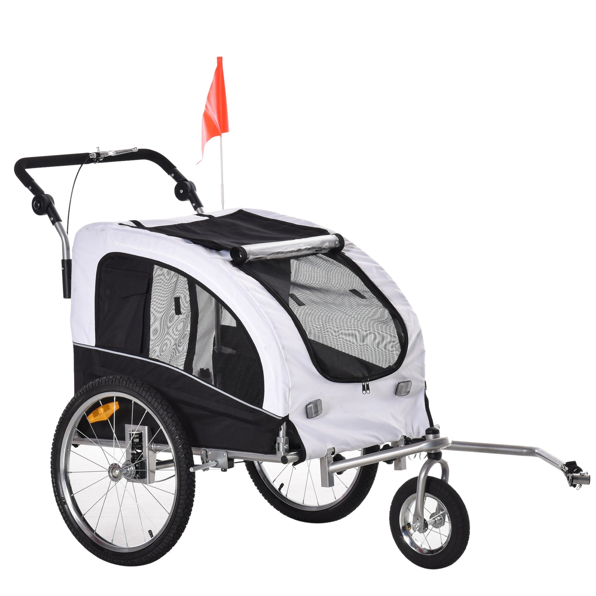 KFX-2005309 2-in-1 Pet Bike Trailer and Stroller with Canopy, Storage Pockets, Steel Frame