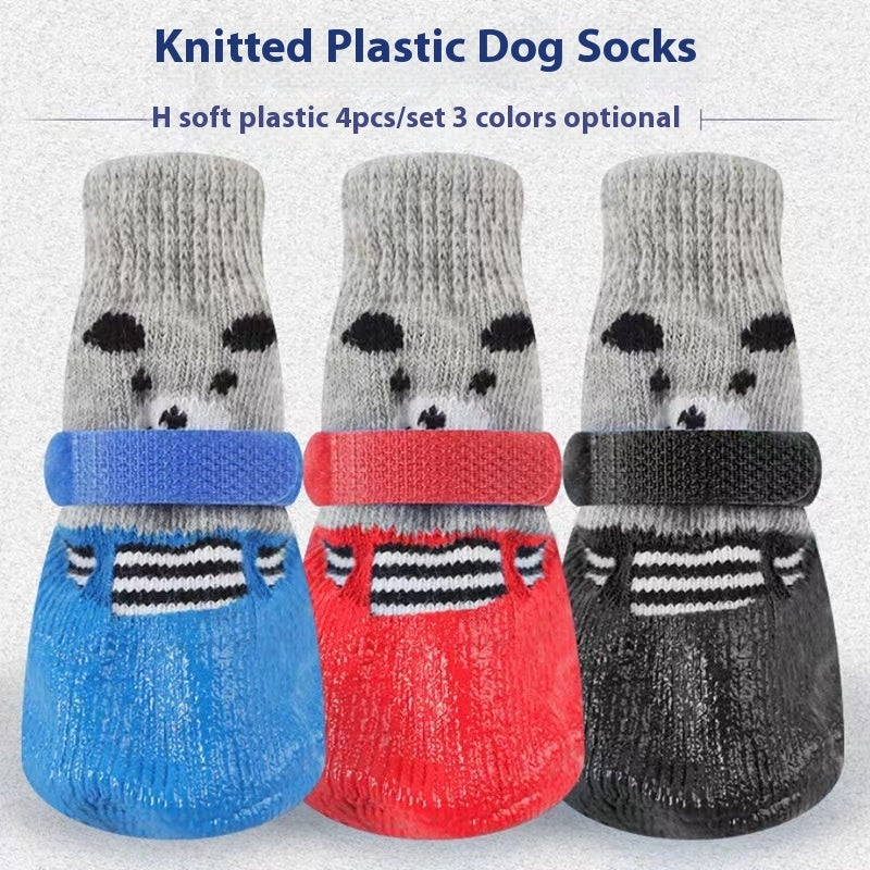 KFX-2006461 Durable Water and Dirt Resistant Dog Ankle Socks - Tie-Dye Design in Black, Red, and Blue, Available in S, M, L Sizes