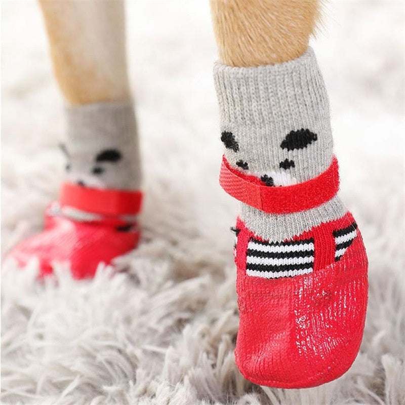 KFX-2006461 Durable Water and Dirt Resistant Dog Ankle Socks - Tie-Dye Design in Black, Red, and Blue, Available in S, M, L Sizes