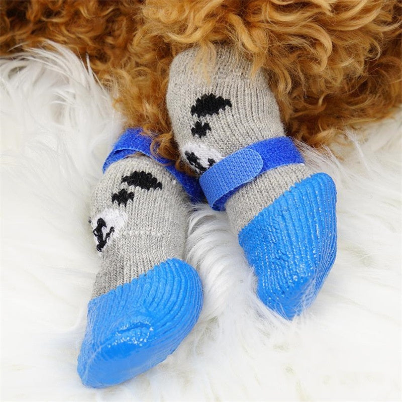 KFX-2006461 Durable Water and Dirt Resistant Dog Ankle Socks - Tie-Dye Design in Black, Red, and Blue, Available in S, M, L Sizes