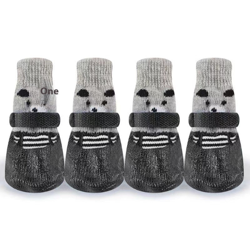 KFX-2006461 Durable Water and Dirt Resistant Dog Ankle Socks - Tie-Dye Design in Black, Red, and Blue, Available in S, M, L Sizes