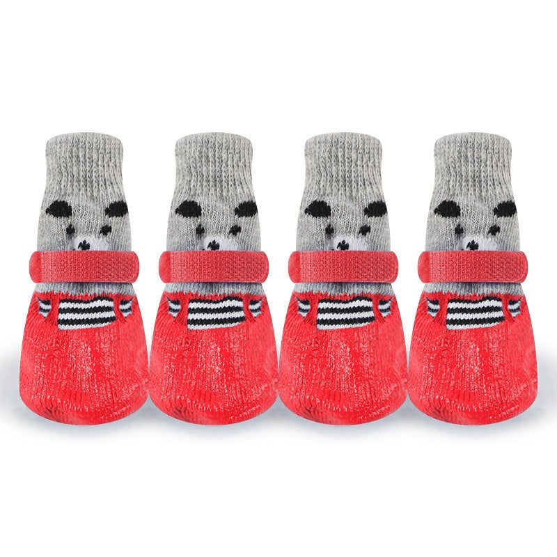 KFX-2006461 Durable Water and Dirt Resistant Dog Ankle Socks - Tie-Dye Design in Black, Red, and Blue, Available in S, M, L Sizes