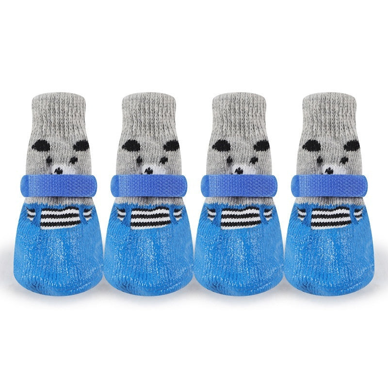 KFX-2006461 Durable Water and Dirt Resistant Dog Ankle Socks - Tie-Dye Design in Black, Red, and Blue, Available in S, M, L Sizes