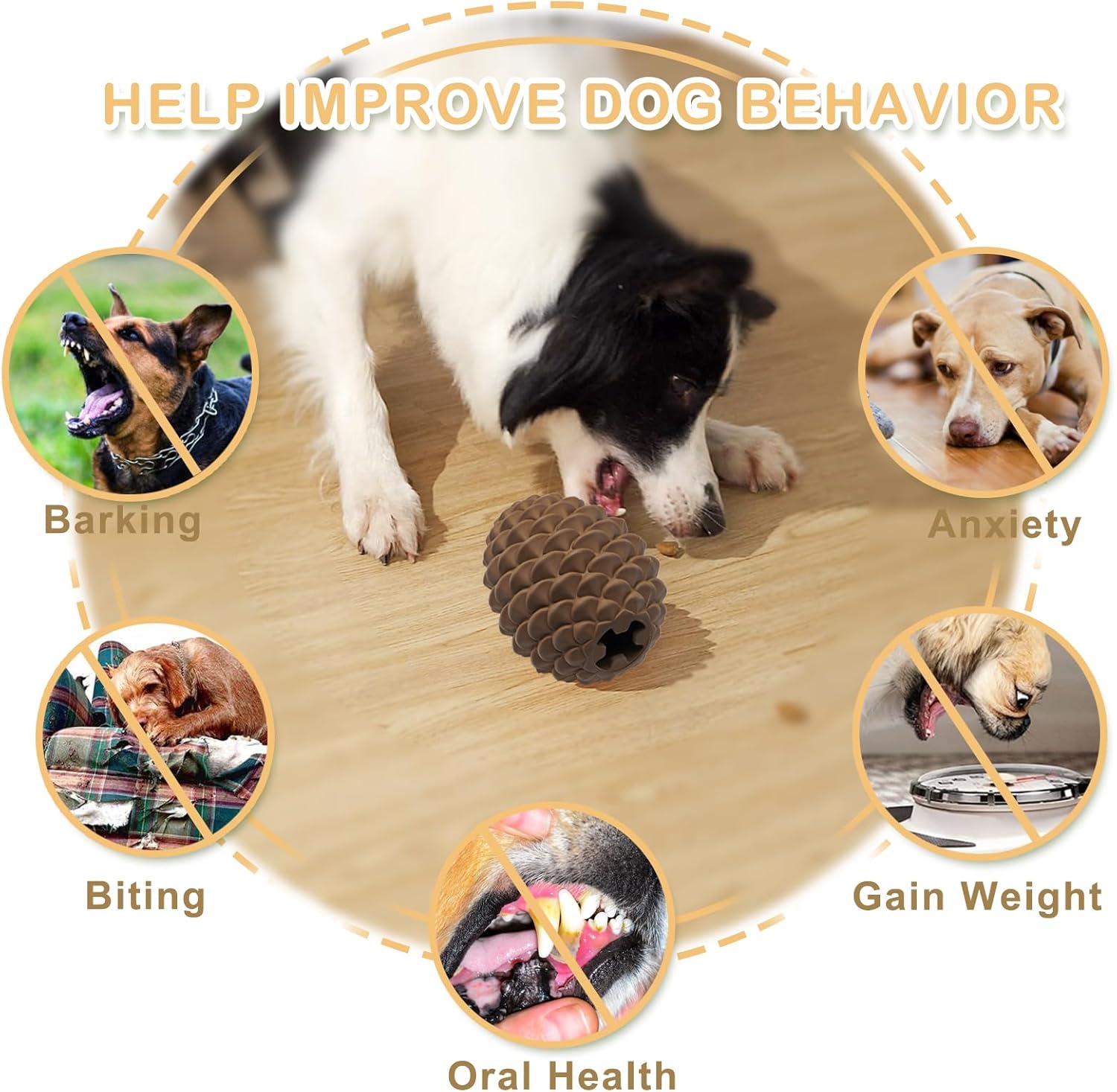 KFX-2007101 Indestructible Pine Cone Dog Chew Toy with Interactive Treat Dispenser for Medium to Large Dogs