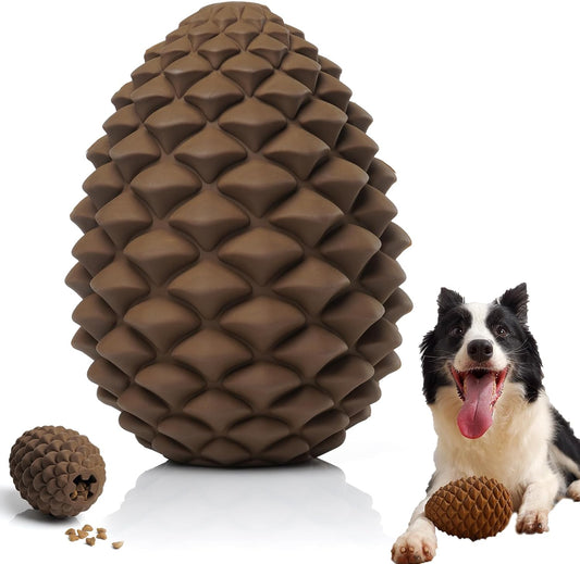 KFX-2007101 Indestructible Pine Cone Dog Chew Toy with Interactive Treat Dispenser for Medium to Large Dogs