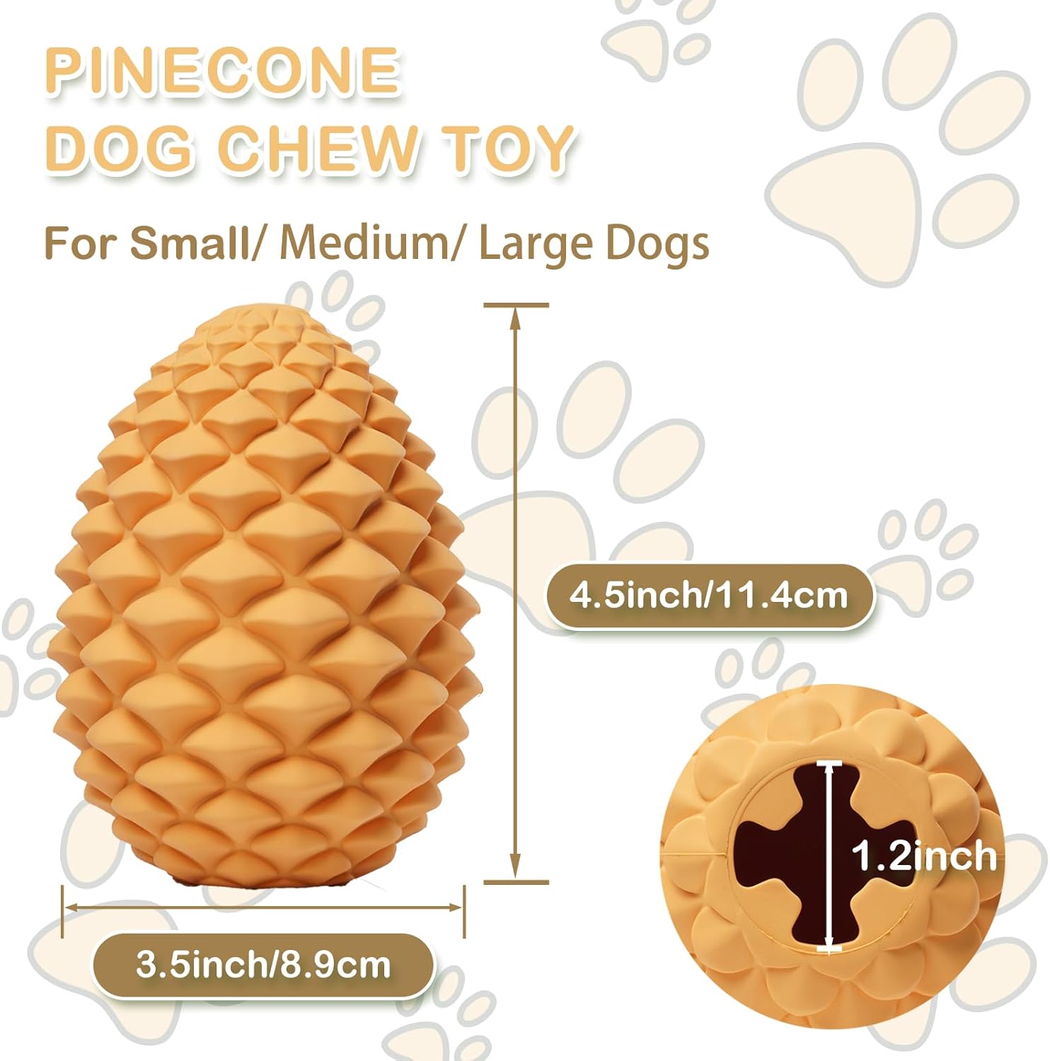 KFX-2007101 Indestructible Pine Cone Dog Chew Toy with Interactive Treat Dispenser for Medium to Large Dogs