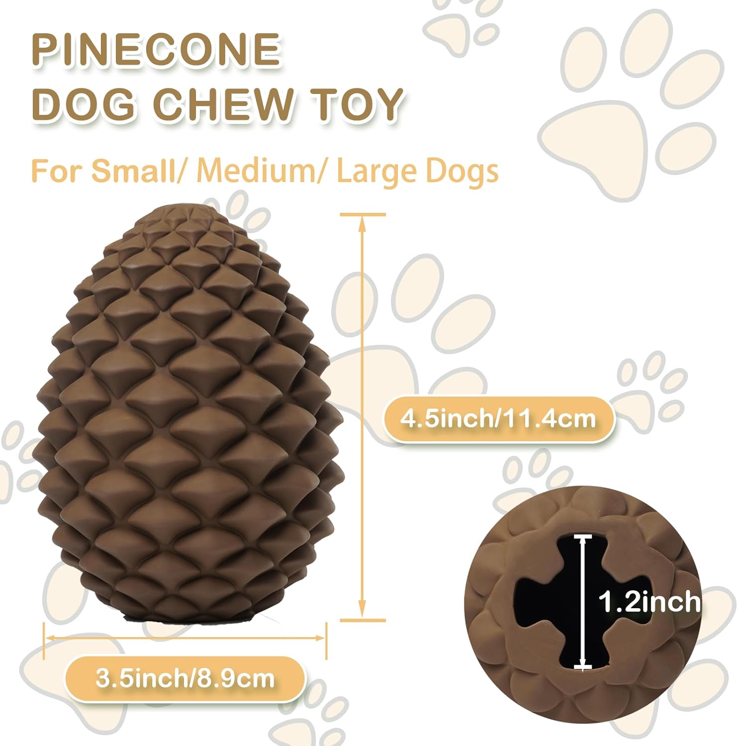 KFX-2007101 Indestructible Pine Cone Dog Chew Toy with Interactive Treat Dispenser for Medium to Large Dogs