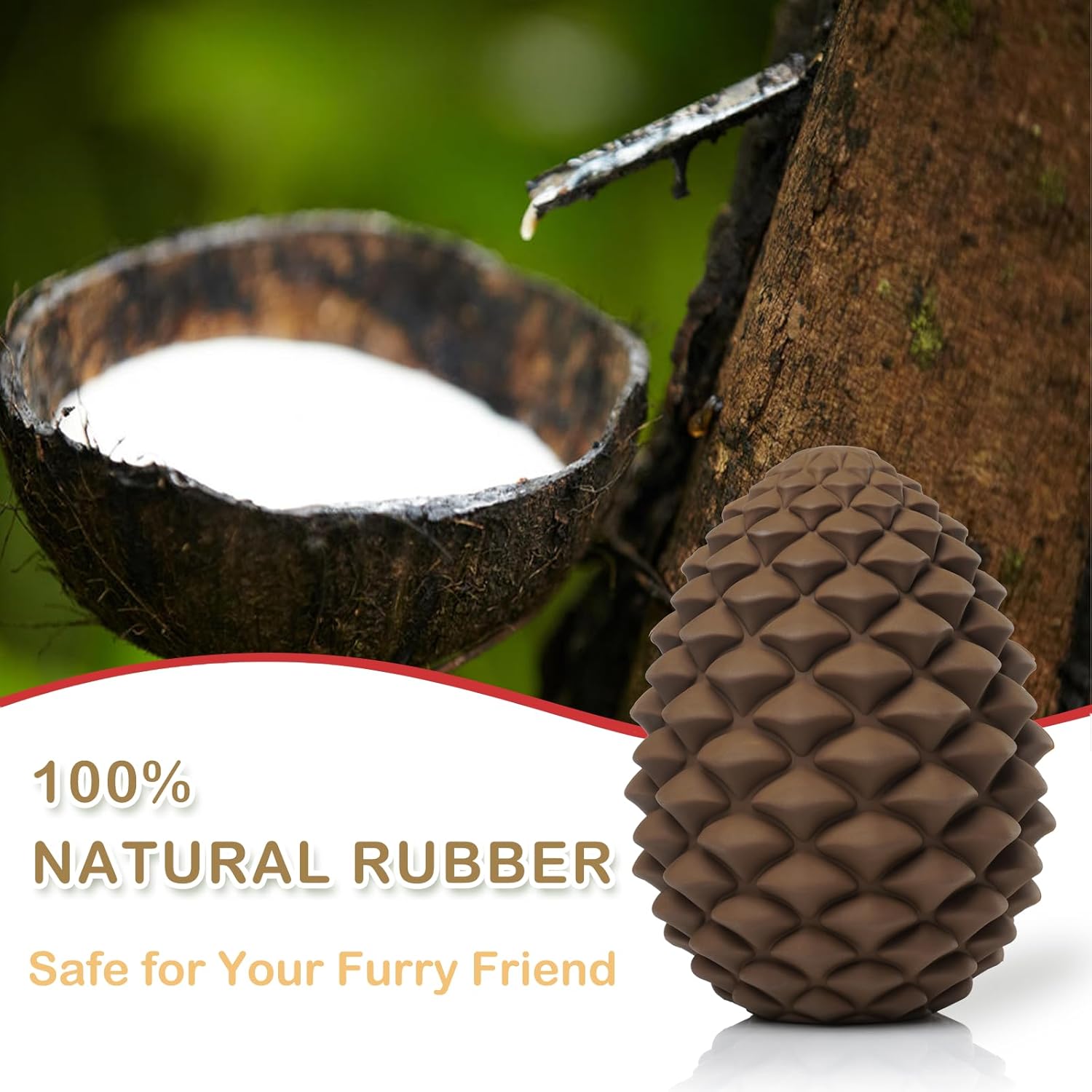 KFX-2007101 Indestructible Pine Cone Dog Chew Toy with Interactive Treat Dispenser for Medium to Large Dogs