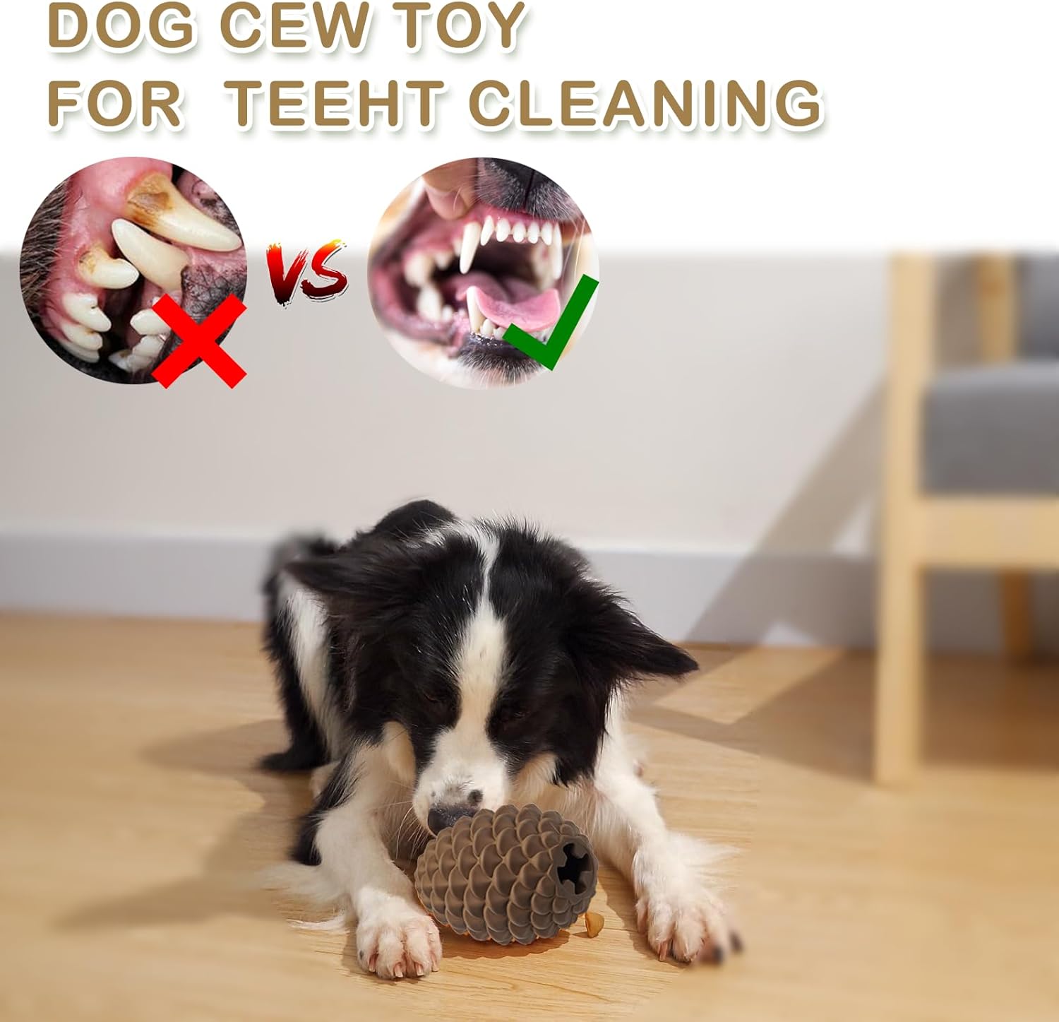 KFX-2007101 Indestructible Pine Cone Dog Chew Toy with Interactive Treat Dispenser for Medium to Large Dogs