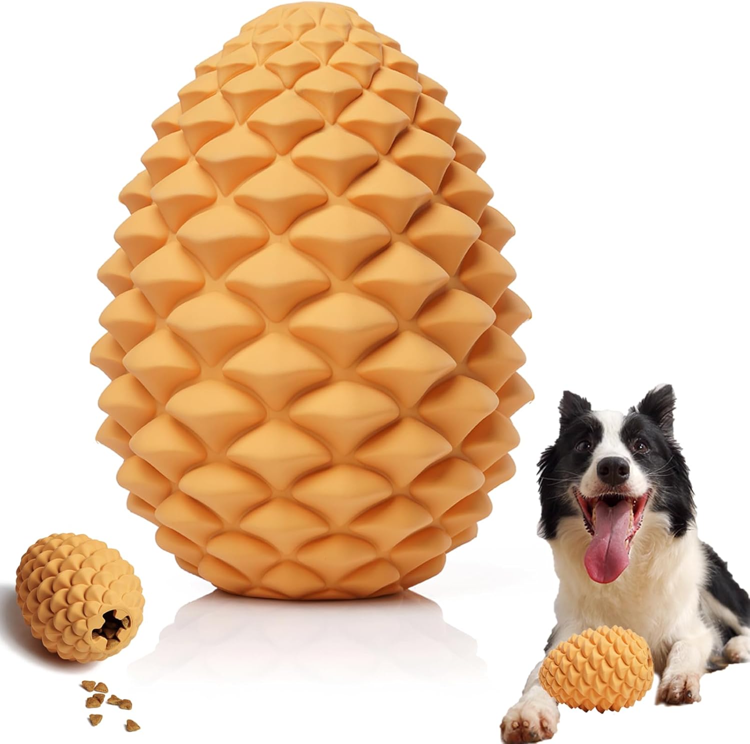 KFX-2007101 Indestructible Pine Cone Dog Chew Toy with Interactive Treat Dispenser for Medium to Large Dogs
