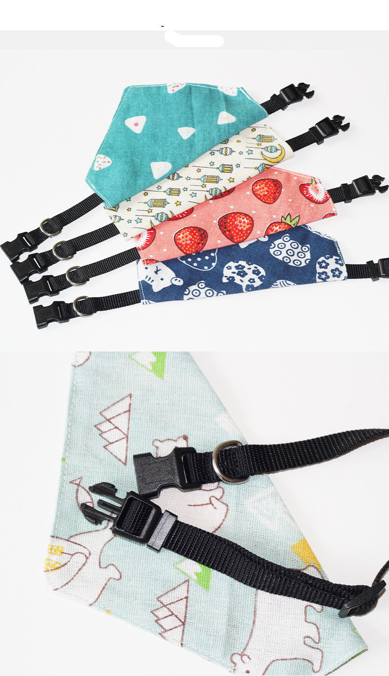 KFX-2007229 Geometric Triangle Dog Scarf & Cat Collar - Stylish Linen Accessory for Small Pets