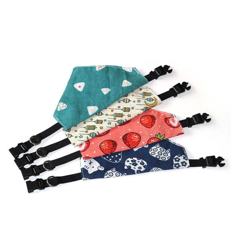 KFX-2007229 Geometric Triangle Dog Scarf & Cat Collar - Stylish Linen Accessory for Small Pets