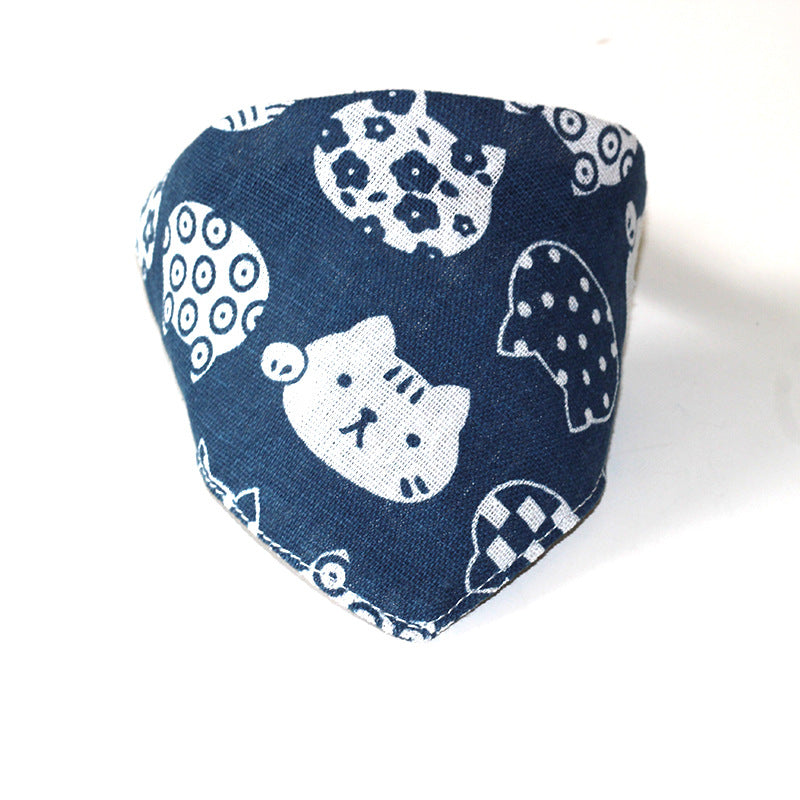 KFX-2007229 Geometric Triangle Dog Scarf & Cat Collar - Stylish Linen Accessory for Small Pets