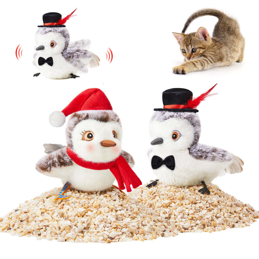 KFX-2009277 Interactive Flapping Bird Cat Toy - Automatic Plush Pet Enrichment, USB Rechargeable, 17cm