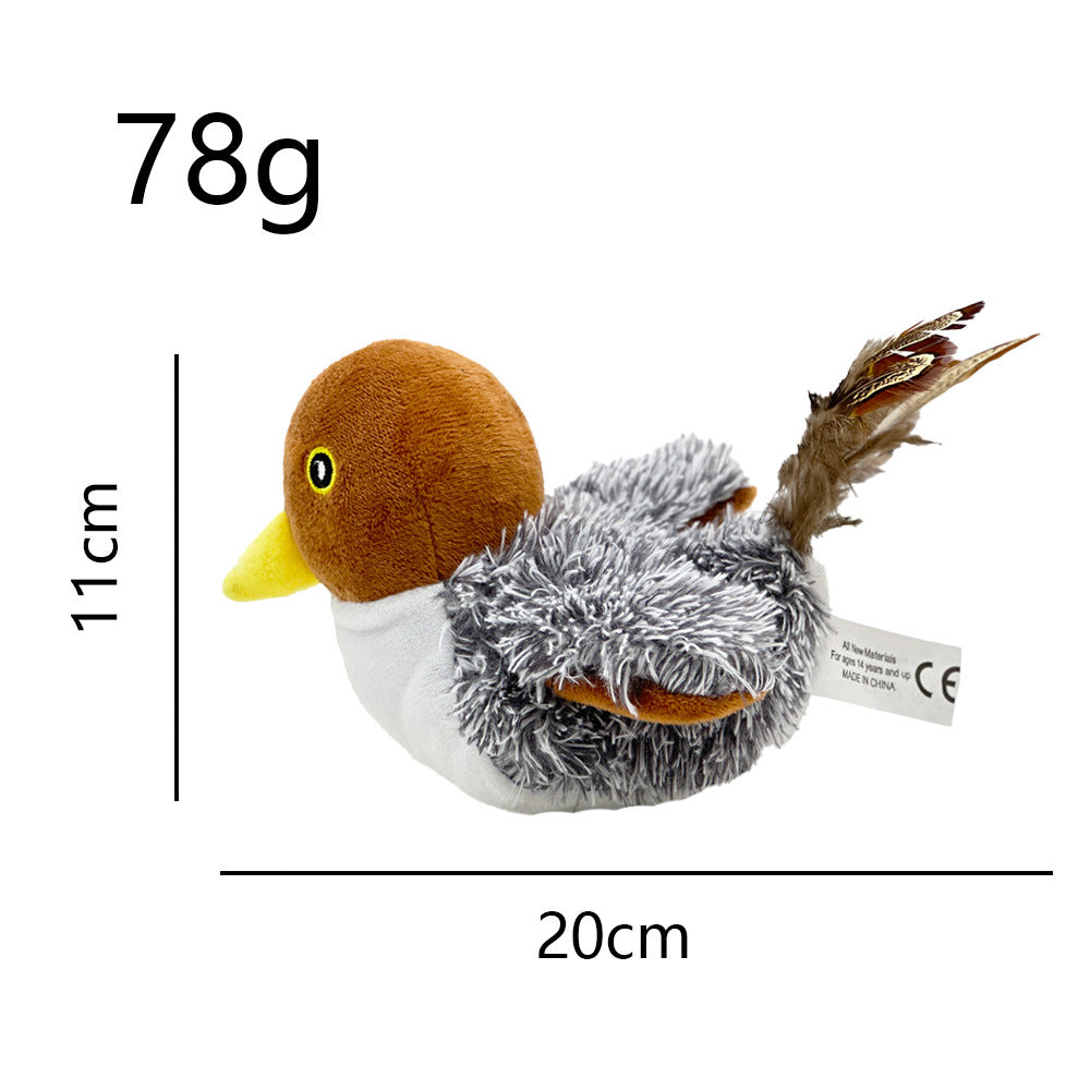 KFX-2009277 Interactive Flapping Bird Cat Toy - Automatic Plush Pet Enrichment, USB Rechargeable, 17cm
