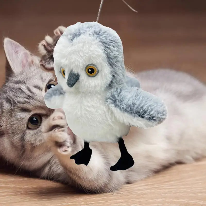 KFX-2009277 Interactive Flapping Bird Cat Toy - Automatic Plush Pet Enrichment, USB Rechargeable, 17cm