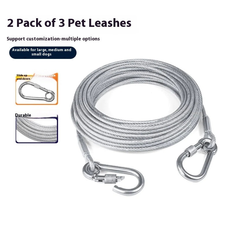 KFX-2015165 Durable Stainless Steel Wire Rope Dog Leash - Available in Multiple Lengths