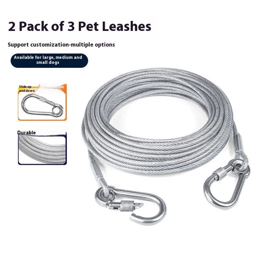 KFX-2015165 Durable Stainless Steel Wire Rope Dog Leash - Available in Multiple Lengths