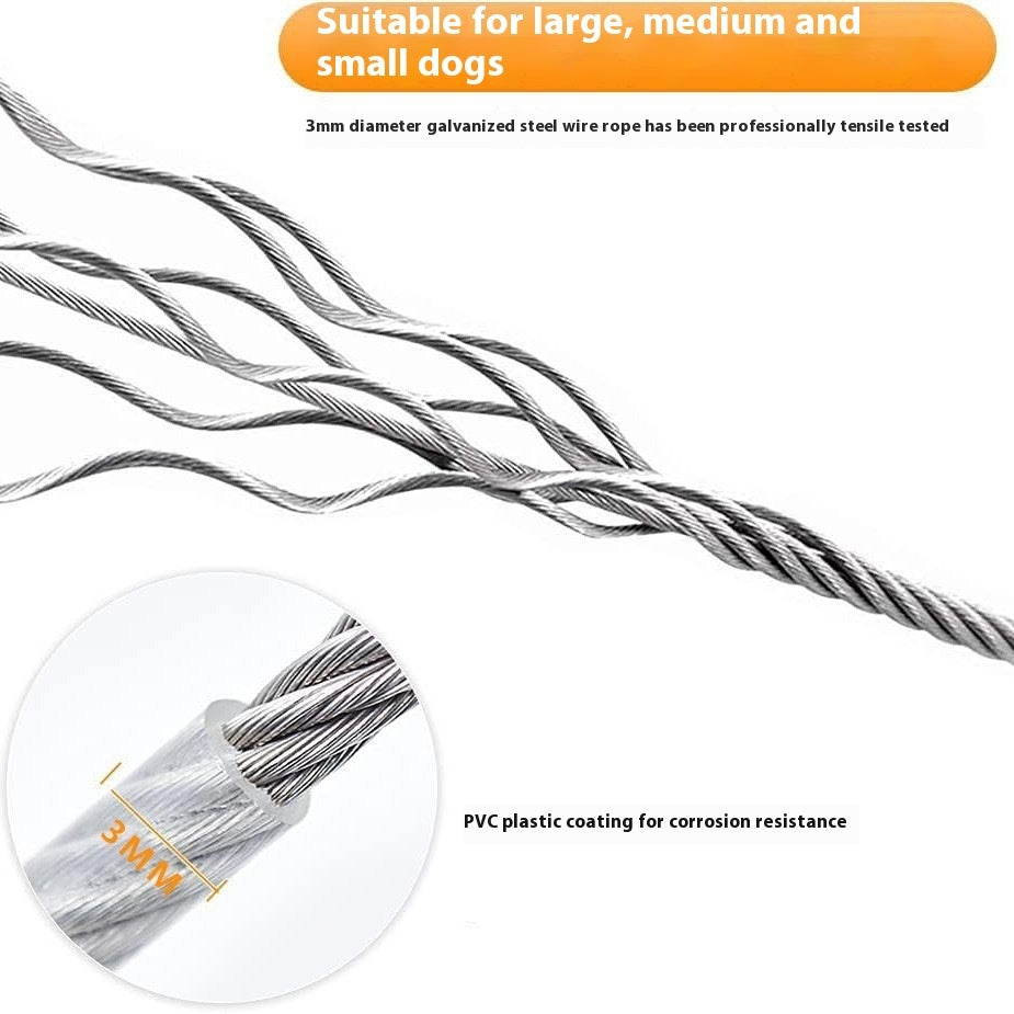 KFX-2015165 Durable Stainless Steel Wire Rope Dog Leash - Available in Multiple Lengths