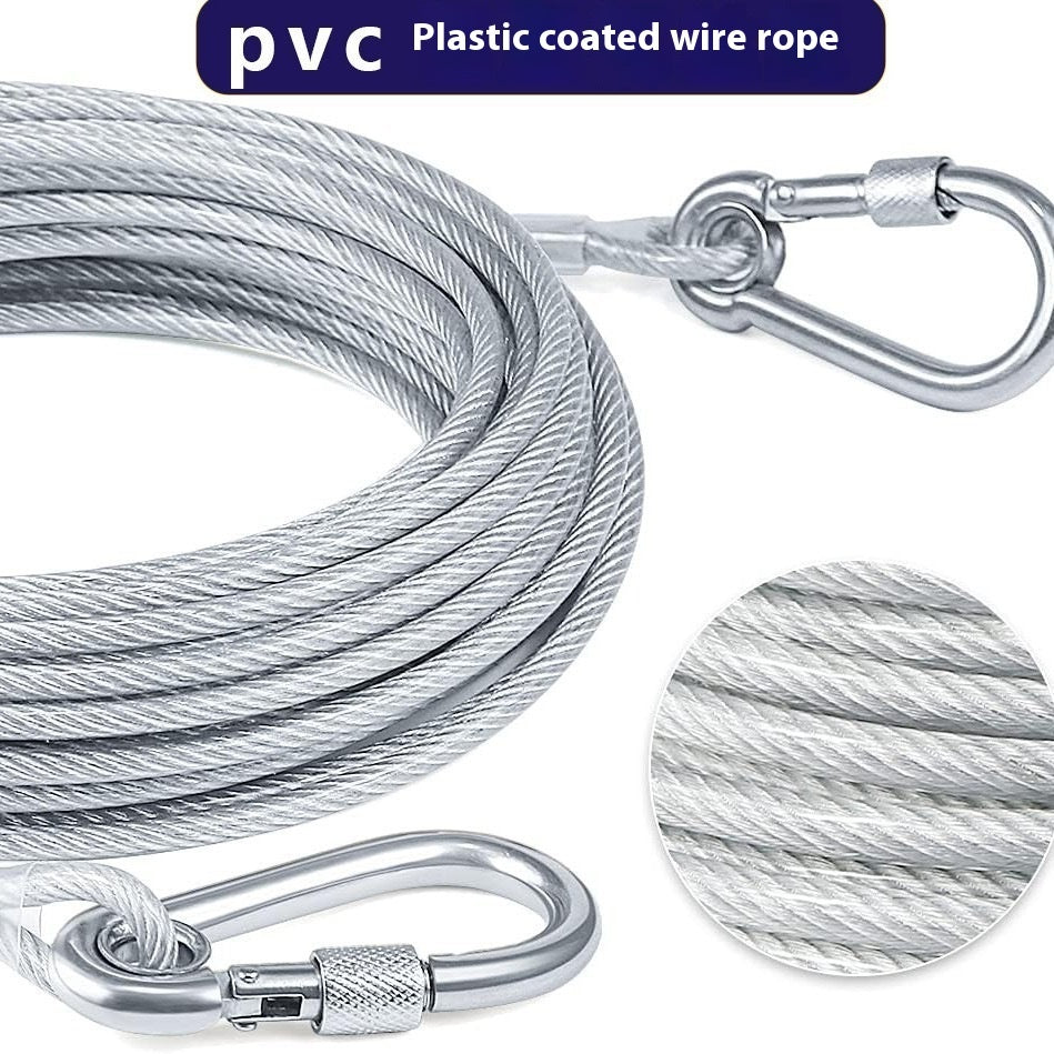 KFX-2015165 Durable Stainless Steel Wire Rope Dog Leash - Available in Multiple Lengths
