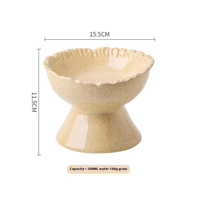 KFX-2015549 Large Ceramic Pet Bowl - Anti-Tumble Design in Pink, Beige, and Sky Blue for Cats