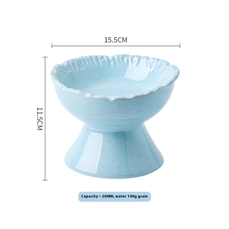 KFX-2015549 Large Ceramic Pet Bowl - Anti-Tumble Design in Pink, Beige, and Sky Blue for Cats