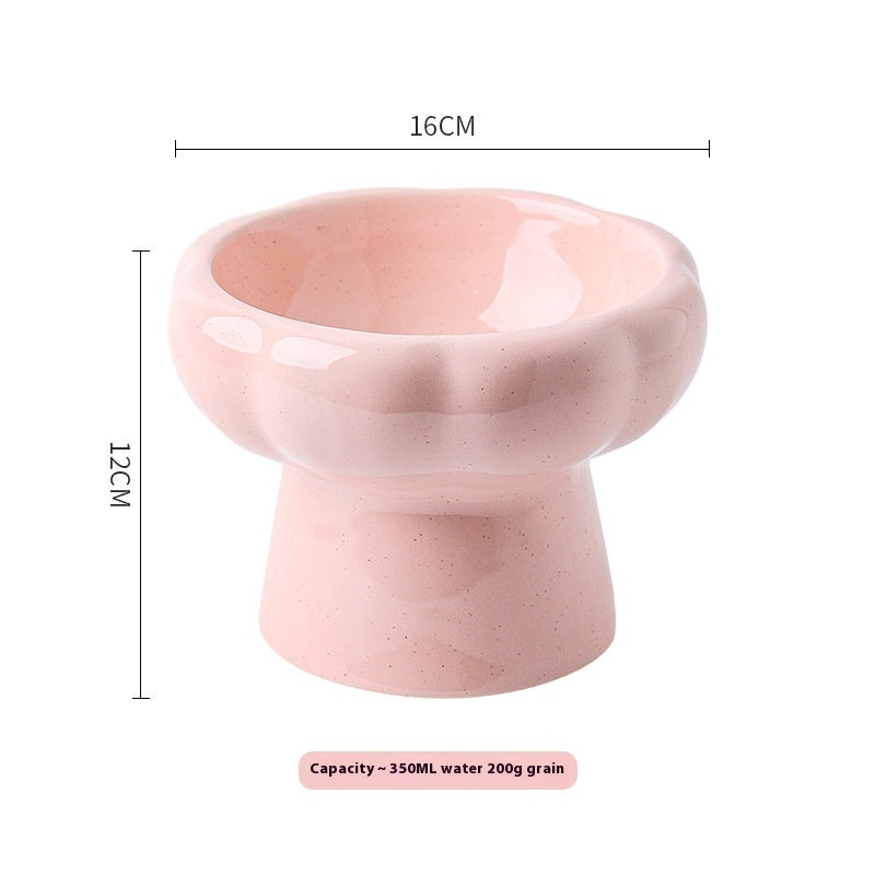 KFX-2015549 Large Ceramic Pet Bowl - Anti-Tumble Design in Pink, Beige, and Sky Blue for Cats