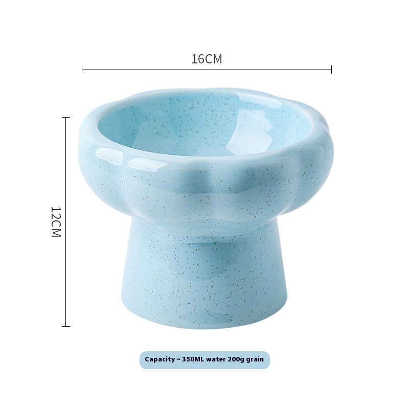 KFX-2015549 Large Ceramic Pet Bowl - Anti-Tumble Design in Pink, Beige, and Sky Blue for Cats