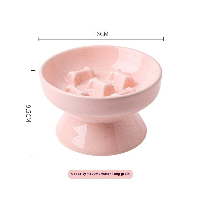 KFX-2015549 Large Ceramic Pet Bowl - Anti-Tumble Design in Pink, Beige, and Sky Blue for Cats