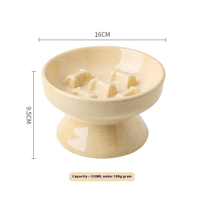 KFX-2015549 Large Ceramic Pet Bowl - Anti-Tumble Design in Pink, Beige, and Sky Blue for Cats