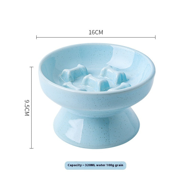 KFX-2015549 Large Ceramic Pet Bowl - Anti-Tumble Design in Pink, Beige, and Sky Blue for Cats