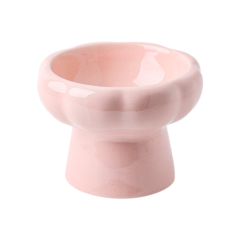 KFX-2015549 Large Ceramic Pet Bowl - Anti-Tumble Design in Pink, Beige, and Sky Blue for Cats